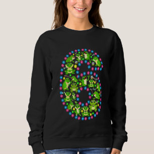 Kids 6 Year Old Frog 6th Birthday Party B Day Frog Sweatshirt