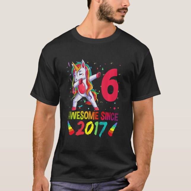 Kids 6 Year Old   Girls Teens Dabbing Unicorn 6th  T-Shirt (Front)