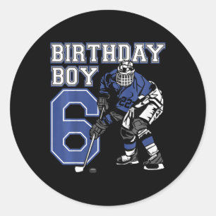 Kids 6 Year Old Ice Hockey Themed Birthday Party 6 Classic Round Sticker
