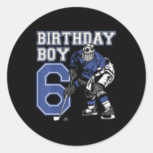 Kids 6 Year Old Ice Hockey Themed Birthday Party 6 Classic Round Sticker