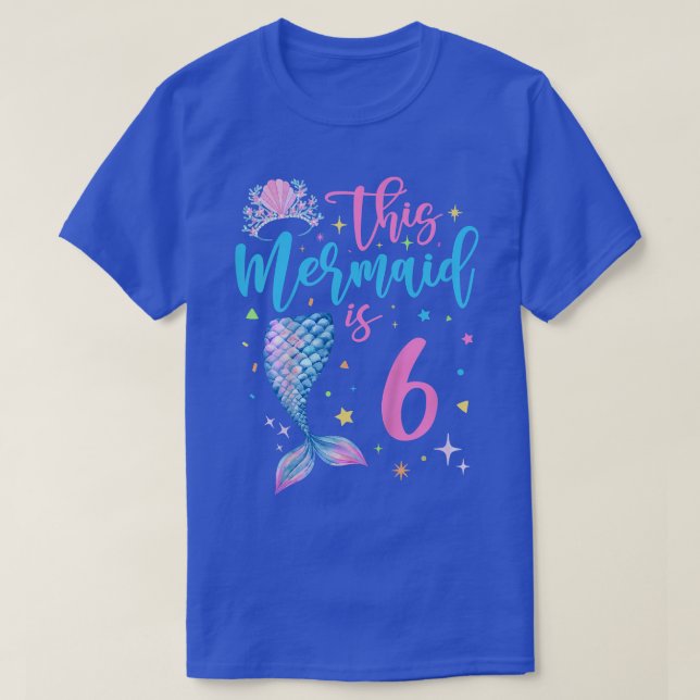 Kids 6 Year Old Mermaid Queen 6th Birthday Girl Ki T-Shirt (Design Front)