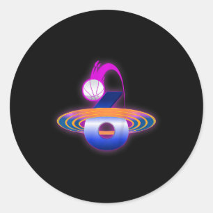 Kids 6 Year Old Space Basketball 6th Birthday Part Classic Round Sticker