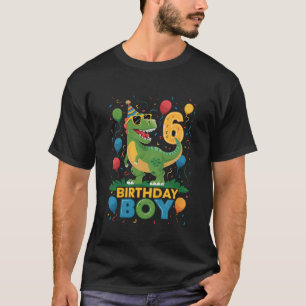 Kids 6 Year Old T Rex Dinosaur 6nd Birthday Boy T-Shirt