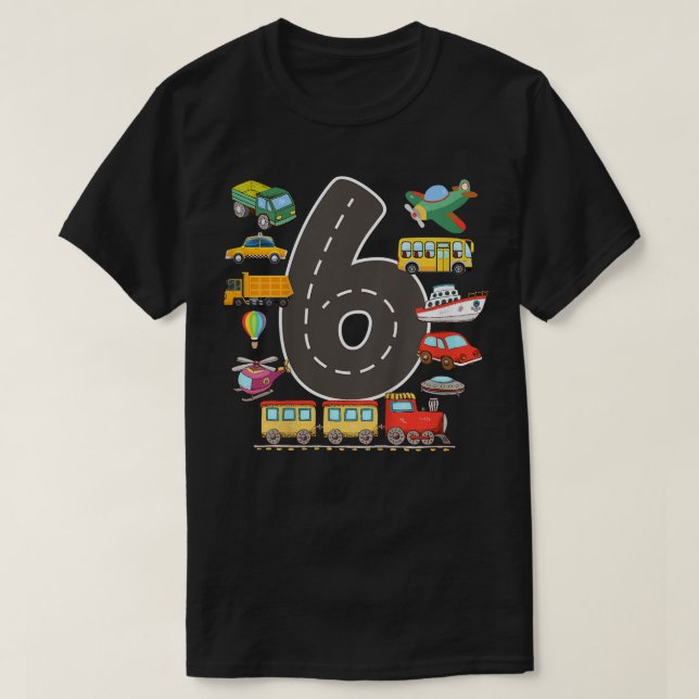 Kids 6 Year Old Transportation Birthday 6th Boys a T-Shirt (Design Front)