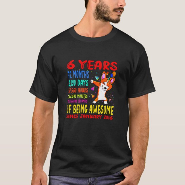 Kids 6 Years Of Being Awesome 6Th Birthday Kids Da T-Shirt (Front)