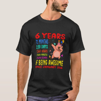Kids 6 Years Of Being Awesome 6Th Birthday Kids Da T-Shirt