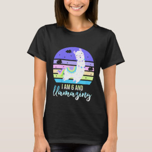 Kids 6 Years Old 6th Birthday Llamazing Llama T-Shirt
