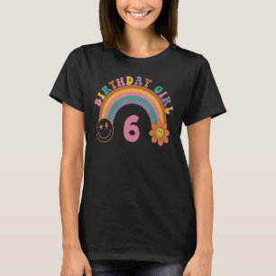 Kids 6 Years Old 6th Birthday Outfit Girl Rainbow T-Shirt
