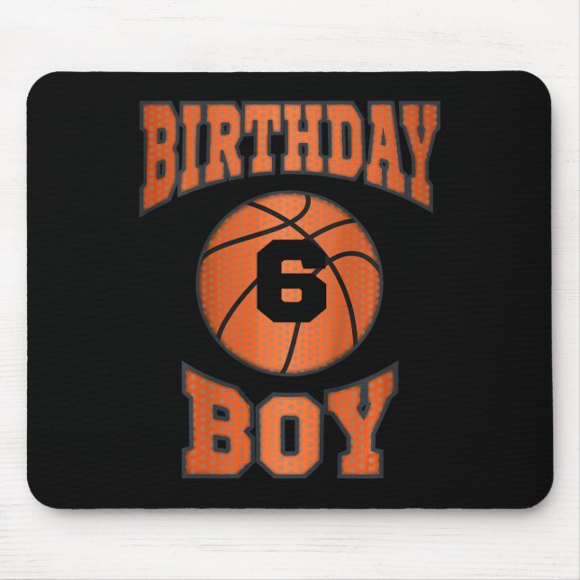 Kids 6 Years Old Boy 6th Birthday  Basketball Them Mouse Mat (Front)