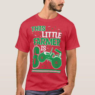 Kids 6 Years Old Boy Tractor Little Farmer 6th Bir T-Shirt