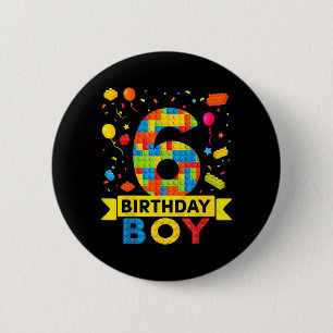 Kids 6 Years Old Building Blocks Builder 6th Cm Round Badge