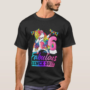 Kids 6 Years Old Fabulous Since 2017 6th Birthday  T-Shirt