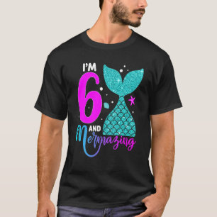 Kids 6 Years Old Girl Second 6th Birthday Mermaid T-Shirt