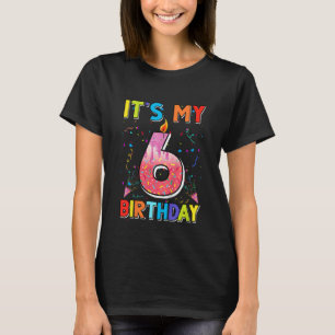 Kids 6 Years Old It's My 6th Birthday Doughnut Gir T-Shirt