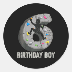 Kids 6 Years Old Rock Climbing 6th Birthday Advent Classic Round Sticker