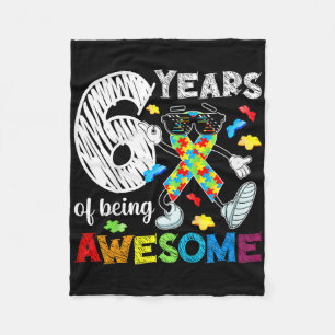 Kids 6th Autism Birthday Party Six Year Old Autist Fleece Blanket