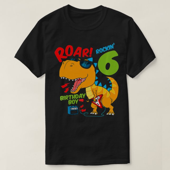 Kids 6th Birthday 6 Year Old Boy Rock Star TRe Pla T-Shirt (Design Front)