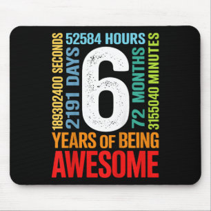 Kids 6th Birthday 6 Years Old 72 Months Boys Girls Mouse Mat