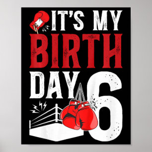 Kids 6th Birthday Boxing Boy 6 Year Old Boxer Bday Poster