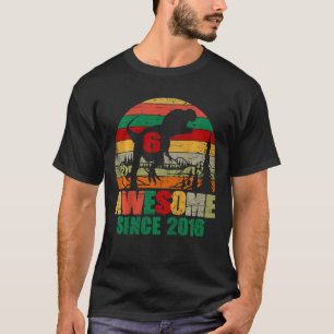 Kids 6th Birthday Boy Dinosaur Six Year Old Awesom T-Shirt