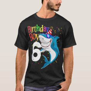 Kids 6th Birthday Boy Shark s JawSome Six  Boys  T-Shirt