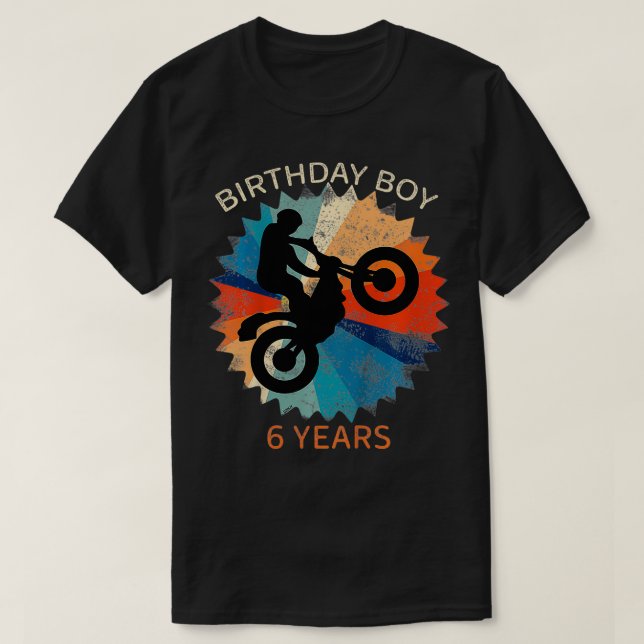 Kids 6th Birthday  Boys Motocross Dirtbike 6 Years T-Shirt (Design Front)