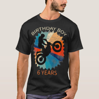 Kids 6th Birthday  Boys Motocross Dirtbike 6 Years T-Shirt