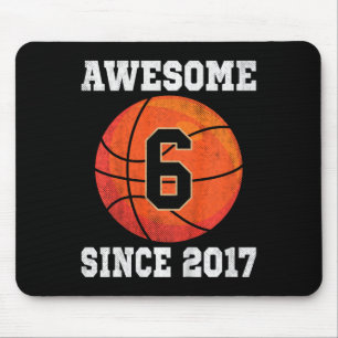 Kids 6th Birthday Bysketbyll Lover 6 Years Old Vin Mouse Mat