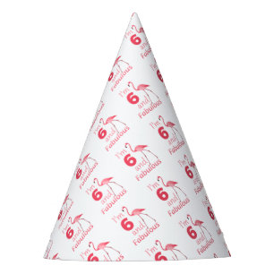 Kids 6th Birthday Cute Pink Flamingo Party Hat