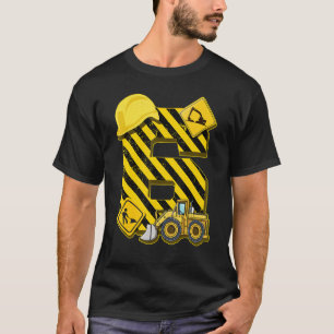 Kids 6th Birthday Digger I 6 Years Builder Excava T-Shirt