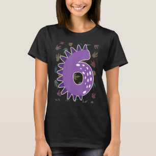Kids 6th Birthday Dinosaur Six Dino Spike Sixth Bi T-Shirt