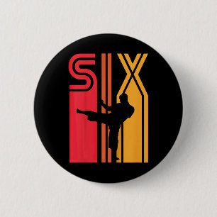 Kids 6th Birthday Gift Karate Retro Taekwondo Mart 6 Cm Round Badge
