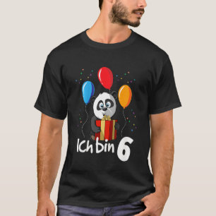 Kids 6th Birthday Girl Boy 6 Years Panda T-Shirt