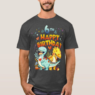 Kids 6th Birthday Happy 6 years old Dino Dinosaurs T-Shirt