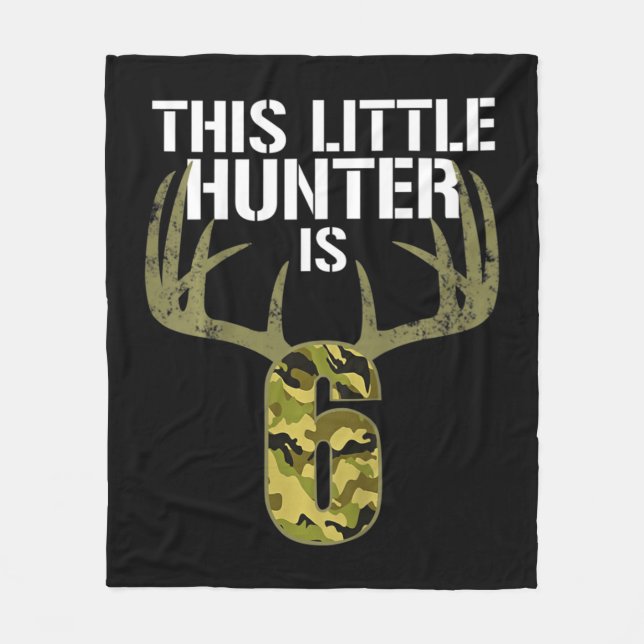 Kids 6th Birthday Hunting  Boys Fun Deer Hunter Gi Fleece Blanket (Front)