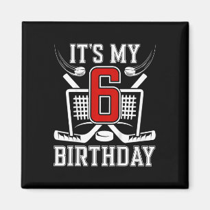 Kids 6th Birthday Ice Hockey Boy 6 Year Old Ice Ho Magnet