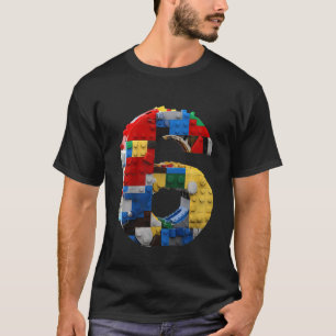 Kids 6th Birthday Master Builder 6 Years Old Block T-Shirt