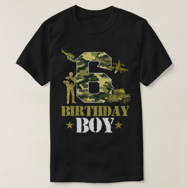 Kids 6th Birthday Military Themed Camo Boys 6 Yrs  T-Shirt (Design Front)