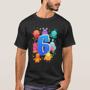 Kids 6th Birthday Monster Themed Birthday Party T-Shirt