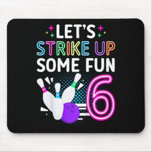 Kids 6th Birthday Party Bowling Girl 6 Year Old Bo Mouse Mat