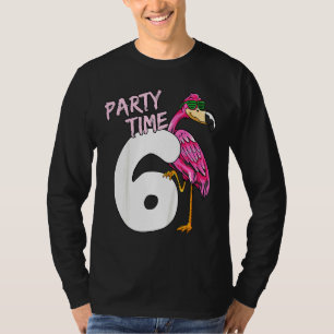 Kids 6th Birthday Pink Flamingo For Girls 6 Year T-Shirt