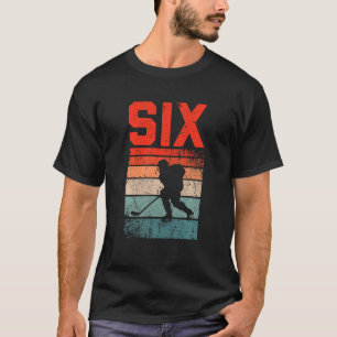 Kids 6th Birthday Retro Ice Hockey 6 Years Old Boy T-Shirt