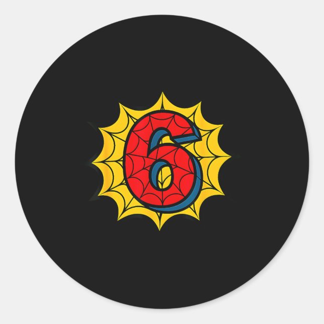 Kids 6th Birthday Sder Theme Party 6 Year Old Boys Classic Round Sticker (Front)