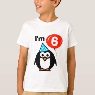 Kids 6th Birthday shirt with funny penguin cartoon