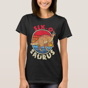 Kids 6th Birthday Six O Saurus I Parasaurolophus F T-Shirt