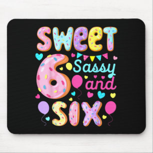 Kids 6th Birthday Sweet Sy And Six Birthday Girl Mouse Mat