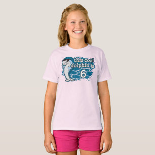 Kid's 6th Birthday This Cool Dolphin is Six T-Shirt