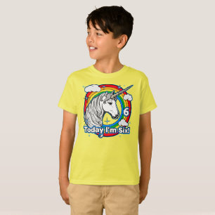Kid's 6th Birthday Unicorn Rainbow Today I'm Six T-Shirt