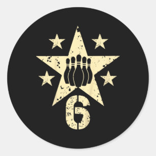 Kids 6yr Bowling Birthday 6 Year Old 6th Birthday Classic Round Sticker