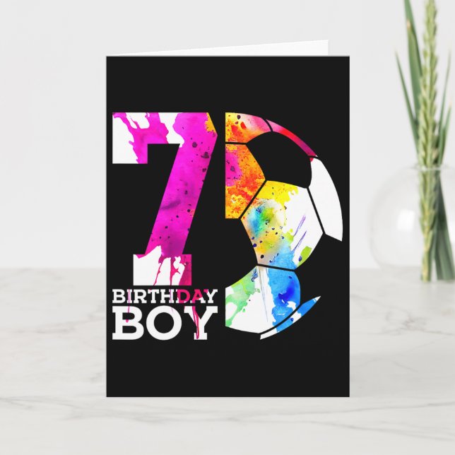 Kids 7 Birthday Boy Soccer 7th Birthday  Card (Front)
